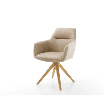 Abbildung von Drehstuhl Pejo Flex Beige Vintage Holzgestell kantig 180 drehbar