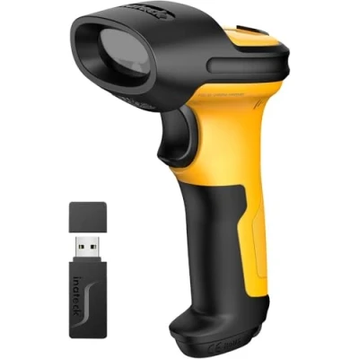 Abbildung von Inateck Barcode Scanner Wireless mit AI, 2.4GHz, Akku 2600 mAh, 60 m Reichweite, Automatisches Abtasten für Schnelles und Präzises Scannen, Betriebsdauer ca. 1 Monat, P6 AI