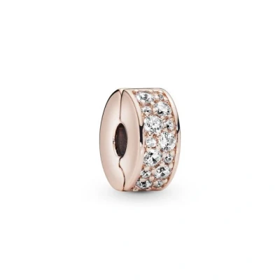Abbildung von Pandora PAVÉ CLIP Charm, Damen, Größe: One Size, Rose gold plated