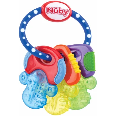 Abbildung von Nûby Beißring für Babys fördert Sehsinn &amp; Motorik, Greifling mit ICE Gel erreicht auch die Backenzähne, ab 3+ Monate 600 Blau 1 Stück (1er Pack)