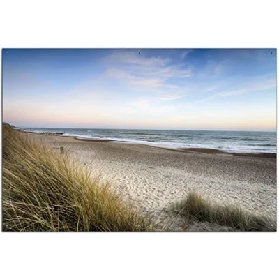 Abbildung von Wallario Outdoor Poster für Garten oder Balkon Strandspaziergang im Urlaub an der Ostsee, Motivbanner Größe: ca. 60 x 90 cm, Bild
