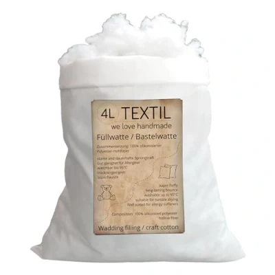Abbildung von 4L Textil Füllwatte hochflauschig Bastelwatte waschbar Füllmaterial Schneewatte Watte Füllstoff Kissen Polsterwatte Kissenfüllung (1)