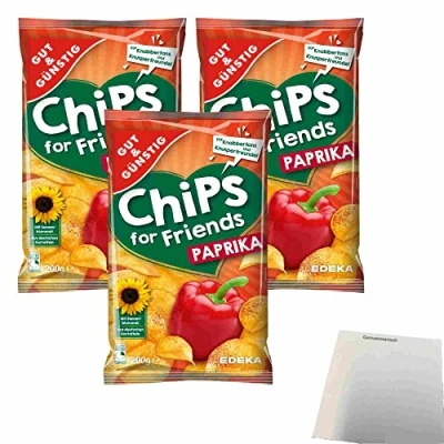 Abbildung von Gut &amp; Günstig Paprika Chips 3er Pack (3x200g Tüte) + usy Block