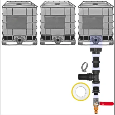 Abbildung von IBC Container Tank Verbinder Kupplung Schlauch Regen Wasser Winkel T Stück S60x6 Ausführung &gt; + Hahn2 Schelle Dichtband