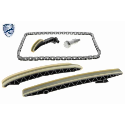 Abbildung von VAICO V30 10010 BEK Steuerkettensatz mit Gleitschienen, Kettenspanner für Nockenwelle Simplex, Kettenschloss MERCEDES BENZ: B Klasse, A Klasse