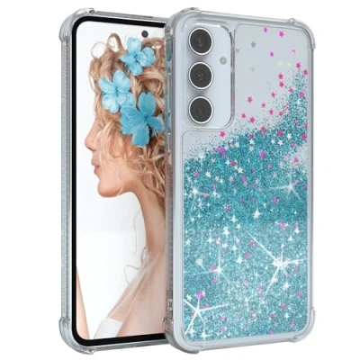 Abbildung von EAZY Case Glitzer Hülle kompatibel mit Samsung Galaxy A35 Handyhülle für Silikon leichtes Shiny Cover stoßfestes Phone als Fallschutz in Blau