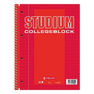 Abbildung von Clairefontaine 5822C Collegeblock DIN A4+ (22,5 x 29 cm, 80 Blatt, kariert mit Rand, ideal für die Schule) 1 Stück rot
