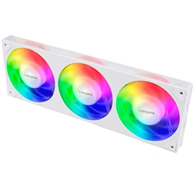 Abbildung von Akasa Vegas A36, weiß 360mm Adressierbar RGB Integrierter quadratischer Rahmen Lüfter, aRGB Motherboard Sync, PWM gesteuerter Lüfter für Computergehäuse und CPU Flüssigkeitskühler, AK FN113 WH