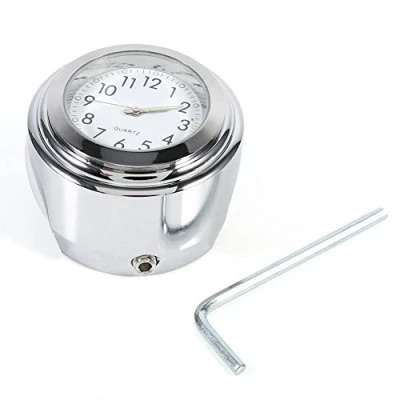 Abbildung von Qiilu Motorrad Uhr, 7/8&quot; 1&quot; Lenkerhalterung Uhr Präzise Zeit Halten Dial Clock Weiß