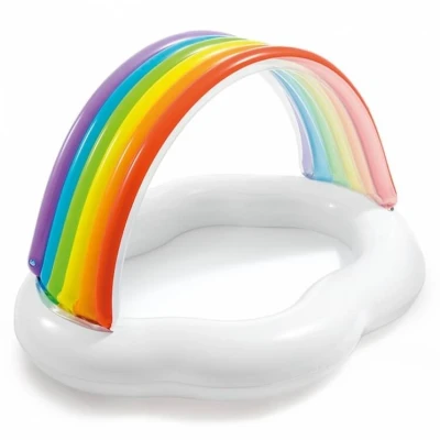 Abbildung von Kinder Schwimmen Kleiner Pool Regenbogenplanschbecken. weiß