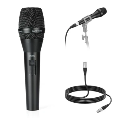Abbildung von NEEWER DM01 Dynamisches Mikrofon mit Nierencharakteristik und XLR Kabel für Podcasts Gesang PC Gaming Streaming Studiogesang Reden Live Auftritte, 600 Ω +/ 30% Impedanz, 100Hz 10kHz Frequenzbereich