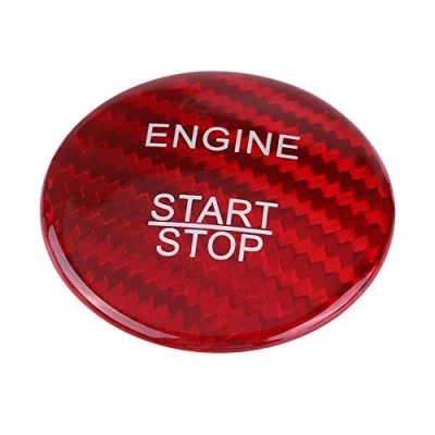 Abbildung von EBTOOLS Motorstartknopfabdeckung, 36 mm Kohlefaser Motorstartknopfabdeckung Verkleidung für A B C GLC GLA CLA ML GL Klasse(rot)