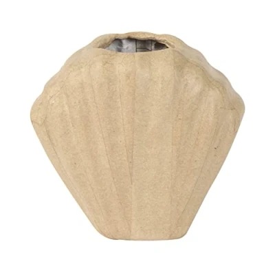 Abbildung von Décopatch HD072C Vase aus Pappmaché, Muschelform, 8,5cm, für Wohndeko, einfach zum Verzieren, Kartonbraun, 1 Stück