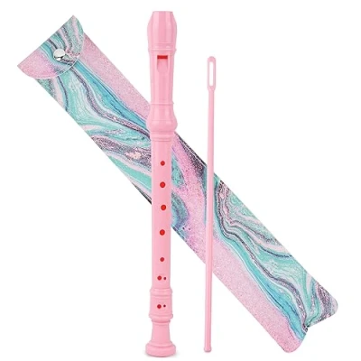 Abbildung von Czzmy Blockflöte für Kinder Anfänger Sopran Deutsche Griffweise, 8 Loch Flöte Erwachsene, Recorder mit Etui,Reinigungsstift und Bedienungsanleitung(2 Rosa Grün Splash Tinte)