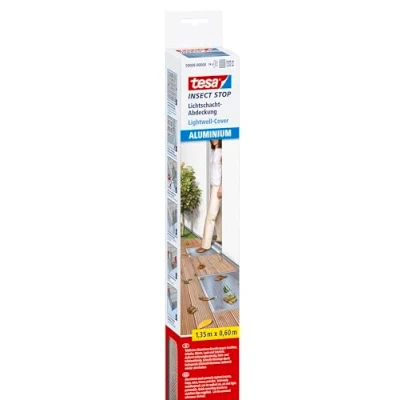Abbildung von tesa Fliegengitter Gewebe Insect Stop Lichtschachtabdeckung 1,35 m x 0,60 Aluminium