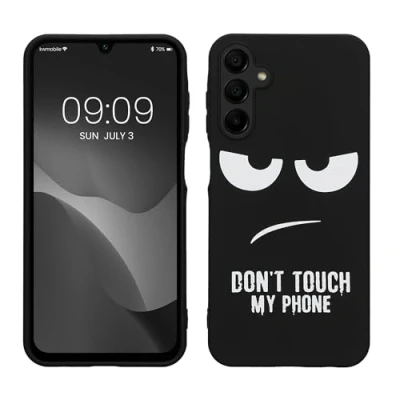 Abbildung von kwmobile Hülle kompatibel mit Samsung Galaxy A15 5G Handyhülle Silikon Case Don&#039;t Touch My Phone Weiß Schwarz