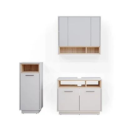 Abbildung von Vicco Badmöbel Set Beatrice, Weiß/Sonoma, 3 Teile, (3 er Set, St., Set)