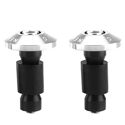 Abbildung von Lenkerendkappe, Lenkerendstopfen, 22mm 7/8 inch Gummi Motorrad Lenker End Slider Plug Caps für Racing ATV Offroad(Silver)