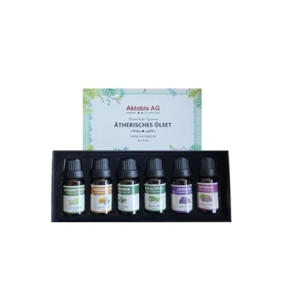 Abbildung von WDH Aromabox Ätherisches Ölset Lavendel, Thymian, Eukalyptus, Zitronengras, Rosmari (Set 6 x 10 ml tlg) 100% naturreinen ätherische Ölen Eukalyptus und Bergamotte DUFTNOTEN AUS DER GANZEN WELT IN EINEM SET