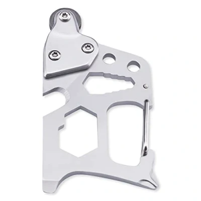 Abbildung von Herbertz Survival Multitool, AISI 440 Stahl, rostfrei, Taschenclip, Feuerstarter, klein und kompakt, mit Karabinerhaken, Outdoor Messer für Camping oder Wandern