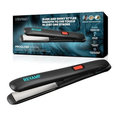 Abbildung von REVAMP Glätteisen zum Locken &amp; Glätten 80 235C Professioneller Haarglätter mit Keramikbeschichtung, Ionenplatten für weniger Frizz, 3m Kabel, LCD Display, Pflegende Öle Haarschutz (Schwarz)