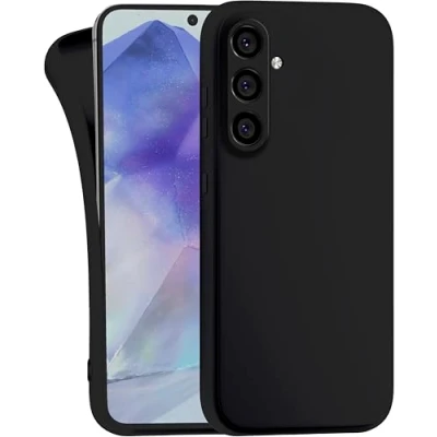 Abbildung von MyGadget Hülle kompatibel mit Samsung Galaxy A55 5G robuste Handyhülle TPU Case Slim Silikonhülle Back Cover Kratzfest Schutzhülle Matt Schwarz