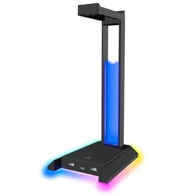 Abbildung von Speedlink EXCELLO NX Gaming Headset Halterung RGB Ständer mit LED Beleuchtung, 9 Beleuchtungsmodi, USB Hub 2.0 1 C und 2 A Ports, Kopfhörer Gaming, schwarz