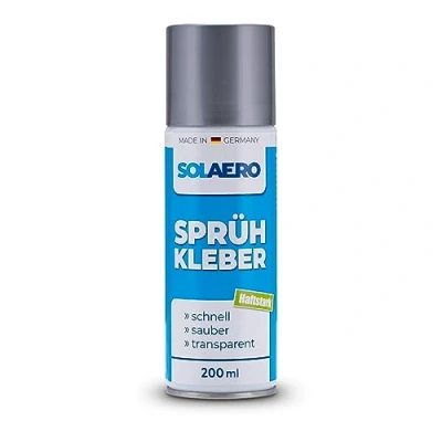 Abbildung von SOLAERO wasserfester Sprühkleber (200ml) extra stark, fein vernebelnd, schnell haftend Hobby &amp; Handwerk klebt Filz, Textil, Leder, Papier, Pappe, Holz, Makramee, uvm Herstellung Deutschland