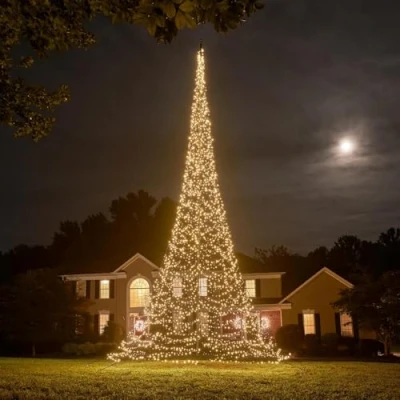 Abbildung von Fairybell Fahnenmast Weihnachtsbäume 10 Meter 2000 LED Leuchten Warmweiß