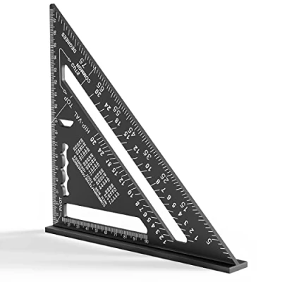 Abbildung von Newaner 180MM Zimmermannswinkel, Metrisches Dreieckslineal aus Aluminium, 90 Grad Verdicktes Dreieck Winkelmesser, Hohe Präzision Schreinerwinkel für Zimmermann, Dachdecker, Ingenieur (Schwarz)