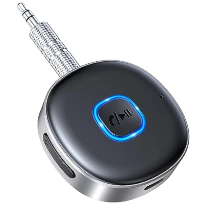 Abbildung von Mohard AUX Bluetooth Adapter Auto, Drahtloser KFZ 5.3 Empfänger für Heim Stereo/Kabelgebundene Kopfhörer, 3,5mm, Freisprechen, Dual Verbindung, 16 Stunden Spielzeit