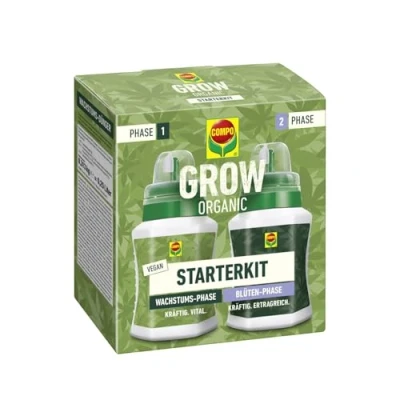 Abbildung von COMPO GROW ORGANIC Starterkit für Spezialkulturen Dünger die Wachstums und Blütenphase Indoor &amp; Outdoor organisch 2x250 ml, braun