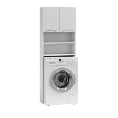 Abbildung von Home Collective Waschmaschinenschrank weiß, Hängeschrank Badschrank, Hochschrank, Badregal, Waschmaschine Trockner kleine Türen 64 x 183 30 cm (B H T)