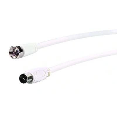 Abbildung von SCHWAIGER KVCK163 532 SAT Empfängerkabel/Antennen Adapterkabel/ 3 m Anschlusskabel/konfektioniert/ 75 dB/ 2 Fach geschirmt/F Stecker &gt; IEC Stecker/weiß