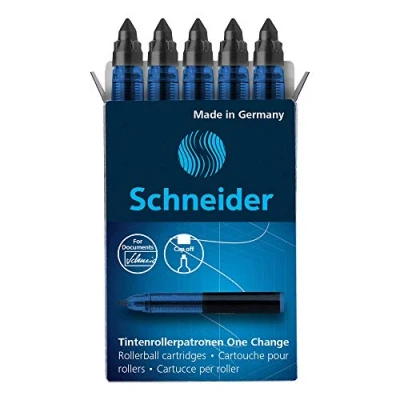 Abbildung von Schneider 185401 Rollerpatrone One Change (für Tintenroller Change, 1x 5 Stück, dokumentenecht, nicht löschbar) schwarz