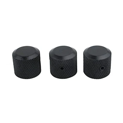 Abbildung von Guyker 3Pcs Potentiometer Control Knobs with 6mm(0.24) Dia. Shaft Pot High Grade Knurled Volume Tuning Audio Knob Replacement for Electric Guitar or Precision Bass CNC Machined(Black)