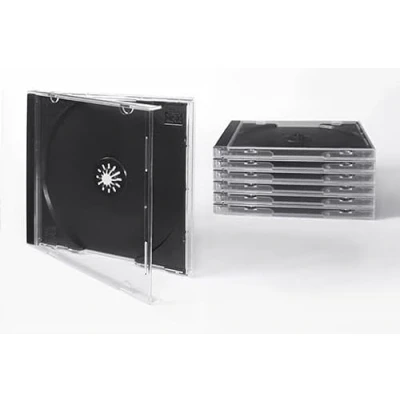 Abbildung von Tillmann Media 10 Stück CD Hüllen Jewelcase für 1 CD/DVD, Deckel und Rückenteil transparent glasklar, Tray schwarz