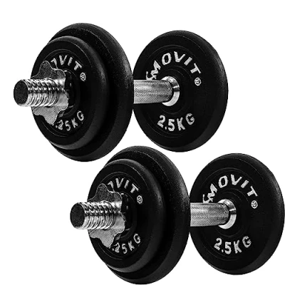 Abbildung von MOVIT Hantel Set Kurzhanteln PRO 2er Set, Gusseisen Hanteln, (Set, mit Kurzhantelstangen), Stange 30mm, Griff gerändelt, Sternverschlüsse, Modellwahl 20kg 60kg