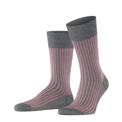 Abbildung von FALKE Herren Socken Oxford Stripe M SO Baumwolle gemustert 1 Paar, Grau (Steel Melange 3165), 41 42