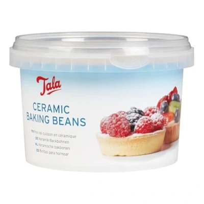 Abbildung von Tala Keramik Backbohnen, wiederverwendbare, hitzeresistente Blindbackkugeln für Pasteten, Tartes und Mürbeteig, Backzubehör, ca. 700 g, Grau