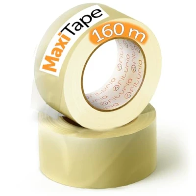 Abbildung von OFITURIA Transparentes Packband zum Verpacken von Kartons für Versand und Umzug. Siegel sichere widerstandsfähige Verpackungen (48 mm x 160 mts Transparente, 2 Rollos)