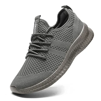 Abbildung von FUJEAK Herren Walkingschuhe Turnschuhe Fitnessstudio Sportschuhe Sneaker Running Tennis Schuhe Freizeit Straßenlaufschuhe Fashion Leichtgewichts Atmungsaktiv Schlüpfen dunkelgrau 44 EU