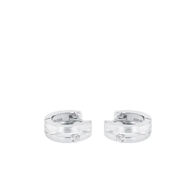 Abbildung von Amor Creolen 925 Sterling Silber Damen Ohrschmuck, mit Zirkonia synth., 1,3 cm, Silber, Kommt in Schmuck Geschenk Box, 9757923