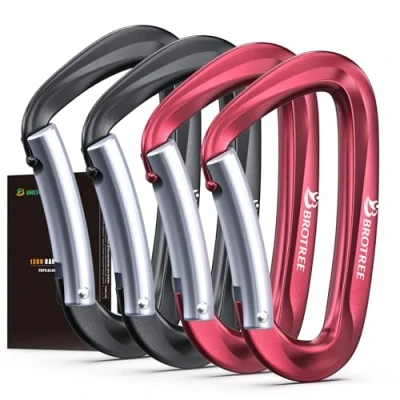 Abbildung von Brotree Karabiner mit 1200kg Belastbarkeit Karabinerhaken Schwerlast 12KN Schnellverschluss für Hängematten, Camping, Wandern, Rucksack