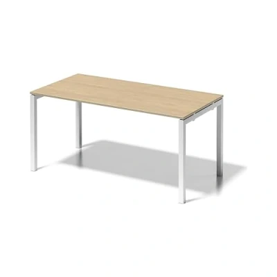 Abbildung von BISLEY Cito Schreibtisch, 740 mm höhenfixes U Gestell, Metall, Mp396 Dekor Ahorn, Gestell Verkehrsweiß, 80 x 160 74 cm