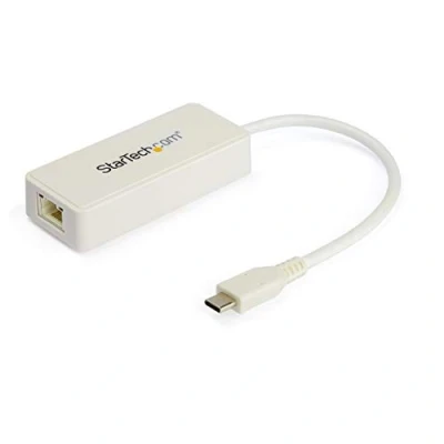 Abbildung von StarTech.com USB C auf Gigabit Ethernet Adapter mit A Port 1Gbit/s NIC 3.0/USB 3.1 Typ Netzwerkadapter C/TB3 Kompatibler 1GbE Windows, MacOS, Chromebook Weiß (US1GC301AUW)