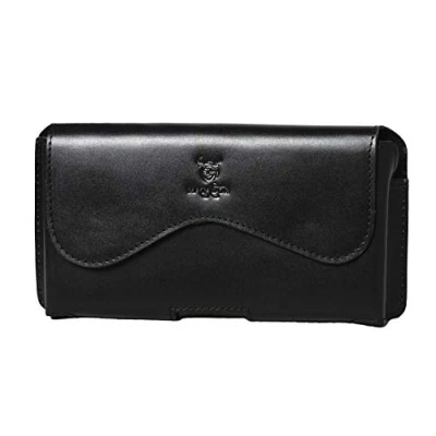 Abbildung von MATADOR Echt Leder Gürteltasche kompatibel mit Apple iPhone 15 Pro/ 15/14 14/13 13/12 12/11/ XR Holster Clip Schlaufe Crazy Black Schwarz