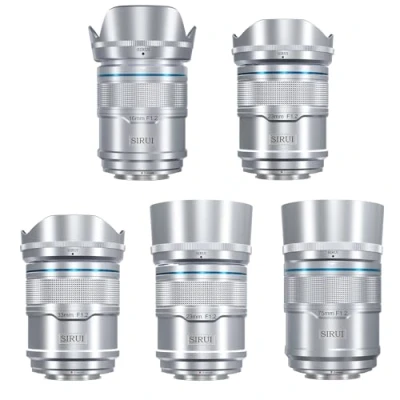 Abbildung von SIRUI Sniper 16 mm, 23 33 56 75 mm Autofokus Objektiv Set, F1.2 Weitwinkel APS C Kameraobjektiv (X Halterung, Silber)