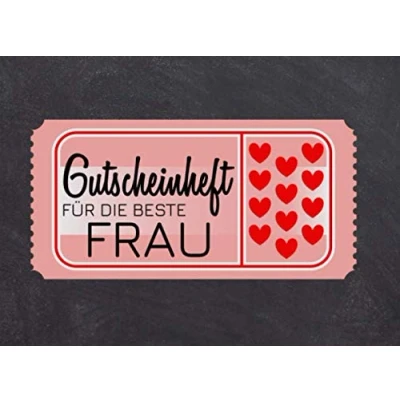 Abbildung von Gutscheinheft für die beste Frau: Partnerin, Ehefrau oder Freundin als Geschenk zum Valentinstag, Geburtstag Weihnachten Blanko und vorgedruckte Gutscheine