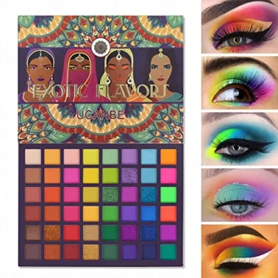 Abbildung von UCANBE EXOTIC FLAVORS Neon Lidschatten Makeup Paletten 48 Bunt hochpigmentiert Regenbogen Matte Shimmer Glitter Make Up Palette Geschenkset